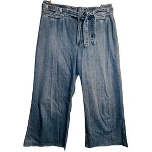 Paige Anessa Women's 31 Wide Leg Jeans High Rise Denim Crop Y2K Preppy‎ Boho
